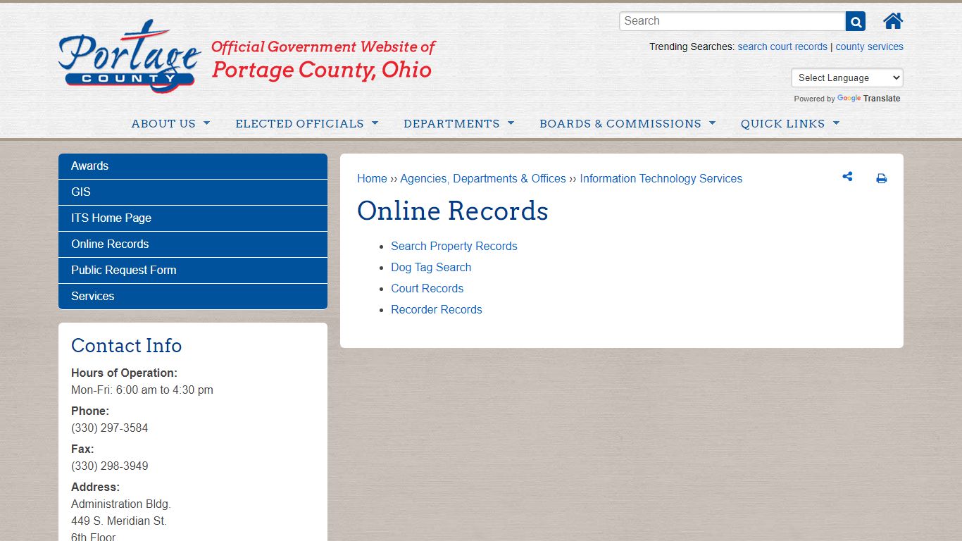 Online Records | Portage County OH